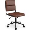 Martha Stewart Lulu Swivel Task Chair with Height Adjustable Seat for Home Office in Off White Faux Leather with Polished Brass Frame(Saddle Brown Faux Leather/Oil Rubbed Bronze Frame)
