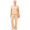 Martha Stewart Microfleece Sleepwear for Women | Cozy 2-Piece Pajama Set | Buttery Soft, Warm & Perfect for Lounging(Caramel)