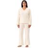 Martha Stewart Microfleece Sleepwear for Women | Cozy 2-Piece Pajama Set | Buttery Soft, Warm & Perfect for Lounging(Cream)