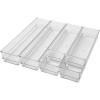 Martha Stewart Miles Plastic Stackable Office Desk Drawer Organizers, Set of 6, Clear(Clear)