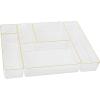 Martha Stewart Miles Plastic Stackable Office Desk Drawer Organizers, Set of 6, Clear(Clear/Gold Trim)