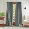 Martha Stewart Naples Chenille Solid Back Tab Window Curtain Panel Pair, 84″, Navy(Olive)