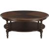 Martha Stewart Philippe Round Coffee Table for Living Room Lily Pond Collection, Coastal Coffee Table with Shelving for Storage, Cottage Inspired Living Room Table, 42″ Wide Brown