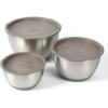 Martha Stewart Rhinewell Mirror Polish 6 Piece Stainless Steel Mixing Bowls with Lid and Non-Slip Base – Grey