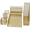 Martha Stewart Ryder Gold Mesh Metal 6 Piece Set Desktop Organizers and Accessories, Holds Files, Magazines, Letters, Pens, Sticky Notes and Business Cards