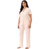 Martha Stewart Sleepwear for Women | Lightweight Cooling Rayon 2-Pc Notch Collar Short Sleeve Pajama Set | Soft & Comfortable(Light Checkered)