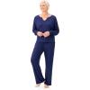 Martha Stewart Sleepwear for Women | Sparkle & Shine Ribbed Pajama Set | Elegant Comfort for Lounging or Celebrating(Medieval Blue)