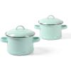 Martha Stewart Thayer 6.4-Quart Enamel On Steel Scratch Resistant Dutch Oven w/Lid – Martha Blue, Induction Safe(5.5″ Mini Dutch Oven (2-Pack))