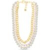 Martha Stewart Three Strand Pearl, Crystal and Chain Necklace In Gold, 18 Inches For Women