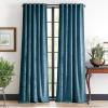 Martha Stewart Velvet Curtains Room Darkening Wave Embossed Rod Pocket/Back Tab Window Curtain Panel Pair, 95″, Olive Green(Blue)