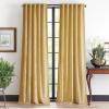 Martha Stewart Velvet Curtains Room Darkening Wave Embossed Rod Pocket/Back Tab Window Curtain Panel Pair, 95″, Olive Green(Gold)