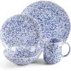 Martha Stewart Warham Splatter Handpainted Stoneware Dinnerware Set – Blue, Service for 4 (16pcs)
