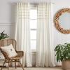 Martha Stewart Water’s Edge Tufted Rod Pocket/Back Tab Window Curtain Panel Pair, 84″, White