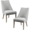 Martha Stewart Winfield Upholstered High Back Accent Dining Chairs Set of 2, Padded Seat, Solid Wood Legs, Chambray Jacquard Textured Fabric, Cottage, Farmhouse for Kitchen, Room, Light Grey(Farmhouse)