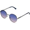 Martha Stewart Women’s Ms141 Vintage Metal Uv400 Protective Round Sunglasses-Timeless Gifts for Her, 50mm(Silver and Blue)