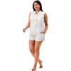 Martha Stewart Women’s Pajama Set | Soft, Breathable Sleepwear | 2-Pc Notch Collar Short Sleeve Button Down | Relaxed Comfort(Bright White)