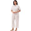 Martha Stewart Women’s Poplin Pajama Set | 2 pc Notch Collar Short Sleeve Top & Pants | Soft Cotton Breathable Sleepwear(Bright White)