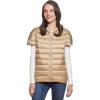 Martha Stewart Women’s Quilted Down Puffer Vest, Lightweight Short Sleeve Packable Jacket with Pockets, Warm Winter Outerwear(Khaki)