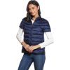 Martha Stewart Women’s Quilted Down Puffer Vest, Lightweight Short Sleeve Packable Jacket with Pockets, Warm Winter Outerwear(Navy)