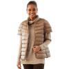 Martha Stewart Women’s Quilted Down Puffer Vest, Lightweight Short Sleeve Packable Jacket with Pockets, Warm Winter Outerwear(Pale Gold)