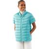 Martha Stewart Women’s Quilted Down Puffer Vest, Lightweight Short Sleeve Packable Jacket with Pockets, Warm Winter Outerwear(Turq Blue)