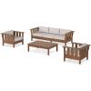 Martha Stewart by POLYWOOD® Acadia 4-Piece Deep Seating Set with Sofa in Teak (Dune Burlap)(Dune Burlap)