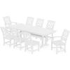 Martha Stewart by POLYWOOD® Chinoiserie 9-Piece Farmhouse Dining Set with Trestle Legs in Green(White)