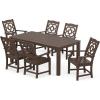 Martha Stewart by POLYWOOD® Chinoiserie Arm Chair 7-Piece Parsons Dining Set (Exclusive) in Mahogany(Mahogany)