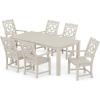Martha Stewart by POLYWOOD® Chinoiserie Arm Chair 7-Piece Parsons Dining Set (Exclusive) in Mahogany(Sand)