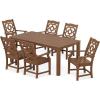 Martha Stewart by POLYWOOD® Chinoiserie Arm Chair 7-Piece Parsons Dining Set (Exclusive) in Mahogany(Teak)