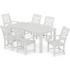 Martha Stewart by POLYWOOD® Chinoiserie Arm Chair 7-Piece Parsons Dining Set (Exclusive) in Mahogany(White)