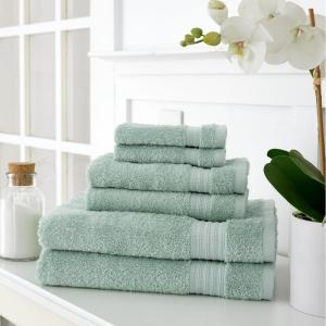 MARTHA STEWART 100% Cotton Bath Towels Set Of 6 Piece, 2 Bath Towels, 2 Hand Towels, 2 Washcloths, Quick Dry Towels, Soft & Absorbent, Bathroom Essentials, Light Gray(Sage)