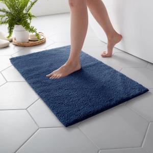 MARTHA STEWART Drylon Microfiber Bath Rug – 1 Piece, Ultra Soft Plush, Non-Slip, Thick, Washable Bathroom Rugs, Home Decor Accessories, Household Essentials, Large Bath Mat, 21″ x 34″​, Navy Blue(Navy Blue)