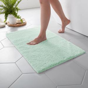 MARTHA STEWART Drylon Microfiber Bath Rug – 1 Piece, Ultra Soft Plush, Non-Slip, Thick, Washable Bathroom Rugs, Home Decor Accessories, Household Essentials, Large Bath Mat, 21″ x 34″​, Navy Blue(Aqua)