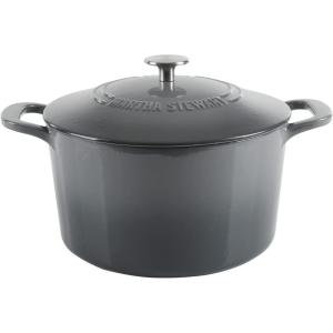 MARTHA STEWART Gatwick 7 QT Enamel Cast Iron Dutch Oven Pot with Lid, Martha Blue(Classic Gray)