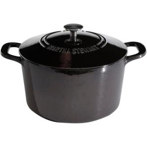 MARTHA STEWART Gatwick 7 QT Enamel Cast Iron Dutch Oven Pot with Lid, Martha Blue(Gun Metal Gray)