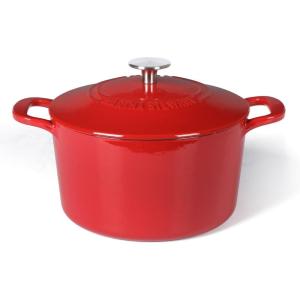 MARTHA STEWART Gatwick 7 QT Enamel Cast Iron Dutch Oven Pot with Lid, Martha Blue(Red)