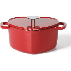MARTHA STEWART Gatwick 7 QT Enamel Cast Iron Dutch Oven Pot with Lid, Martha Blue(Red (Heart Shaped))