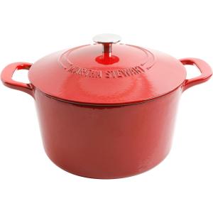 MARTHA STEWART Gatwick 7 QT Enamel Cast Iron Dutch Oven Pot with Lid, Martha Blue(Red Ombre)