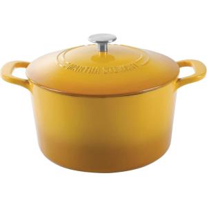 MARTHA STEWART Gatwick 7 QT Enamel Cast Iron Dutch Oven Pot with Lid, Martha Blue(Yellow)