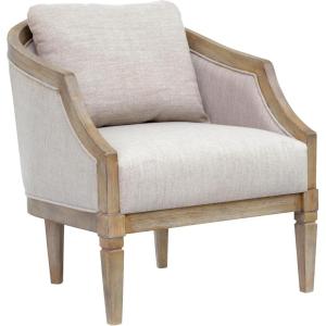 MARTHA STEWART Morgan Accent Chair for Living Room Lily Pond Collection, Solid Wood Frame, Upholstered Seat Removable Backrest, Cottage Accent Armchair Coastal Furniture Decor, 28″W Reclaimed Natural(Natural)