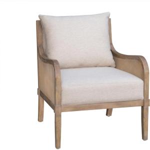 MARTHA STEWART Morgan Accent Chair for Living Room Lily Pond Collection, Solid Wood Frame, Upholstered Seat Removable Backrest, Cottage Accent Armchair Coastal Furniture Decor, 28″W Reclaimed Natural(Reclaimed Natural)