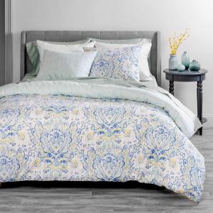 MARTHA STEWART Natalie King Size Duvet, 3 Piece Set-1 Duvet Cover, 2 Pillow Shams, Crinkle Velvet Texture, Soft & Royal, Machine Wash, 104″x92″ with Button Closure, Champagne(Aqua)