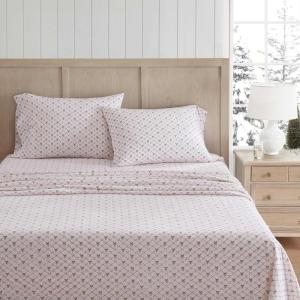 Martha Stewart – Flannel Sheets Full Size, Anti-Pilling & Wrinkle Resistant Cotton, Touchably Soft for All-Season Comfort – Bed Sheets with Matching Pillowcases & Fitted Sheet (Holiday Bows Red)(Holiday Bows Red)