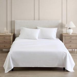 Martha Stewart – Full Size Sheets Set, Crisp & Tailored Cooling Sheets w/a Naturally Smooth Cotton Percale Lightweight Feel – Matching Pillowcases & Fitted Sheet (Skylands Solid Beige)(Lilly Pond Leaf Green)