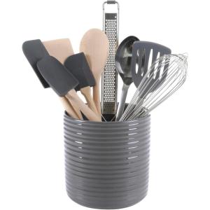 Martha Stewart 10 Piece Tools and Gadget Set W/Ceramic Crock – Martha Blue(Gray)