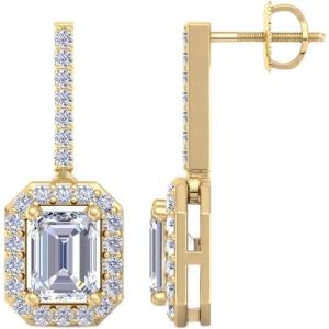 Martha Stewart 2 1/2 Carat Lab Grown Diamond Drop Earrings In 14K Gold, Emerald Cut Lab Grown Diamond Earrings(yellow-gold)