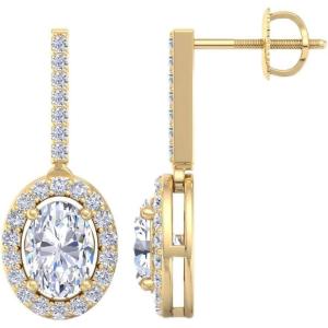 Martha Stewart 2 1/2 Carat Lab Grown Diamond Drop Earrings In 14K Gold, Oval Shape Lab Grown Diamond Earrings(yellow-gold)
