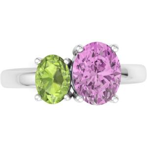 Martha Stewart 2 3/4 Carat Two Stone Gemstone Ring For Women in Sterling Silver, Gemstone Jewelry For Women(Option 1)
