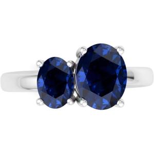 Martha Stewart 2 3/4 Carat Two Stone Gemstone Ring For Women in Sterling Silver, Gemstone Jewelry For Women(Option 10)